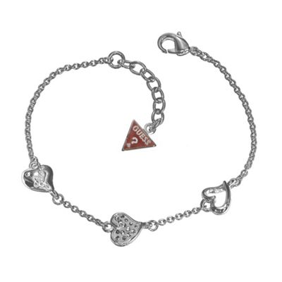 Rhodium plated heart charm bracelet ubb81103